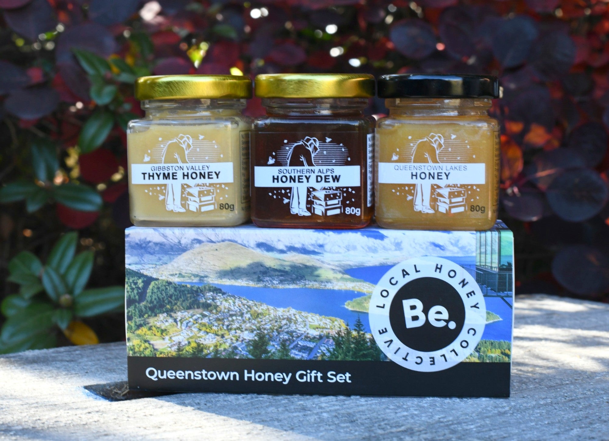 Queenstown Gift Set Skyline Edition with Gibbston Valley Thyme, Southern Alps Honeydew and Queenstown Lakes Honey jars